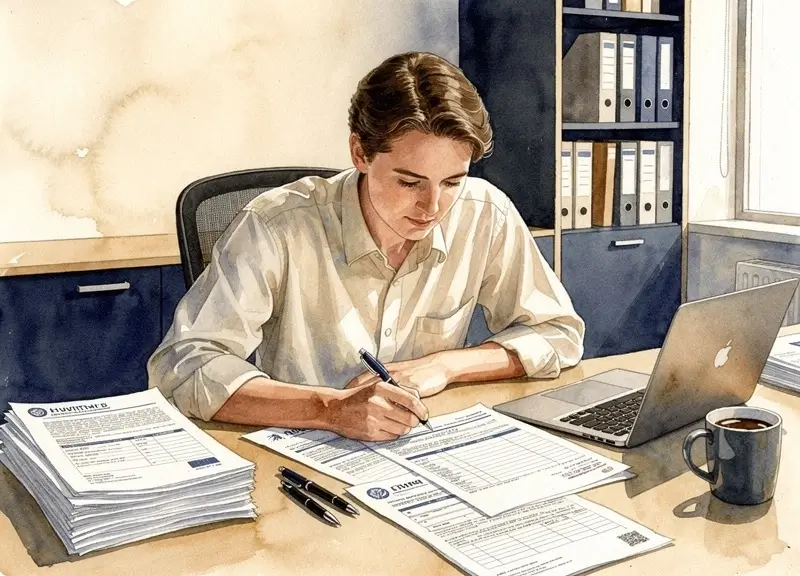 Candidat étudiant des dossiers administratifs pour un concours de la fonction publique territoriale